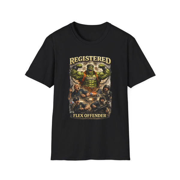Registered Flex Offender Oversized Graphic Tee - Front View | INKHAUS