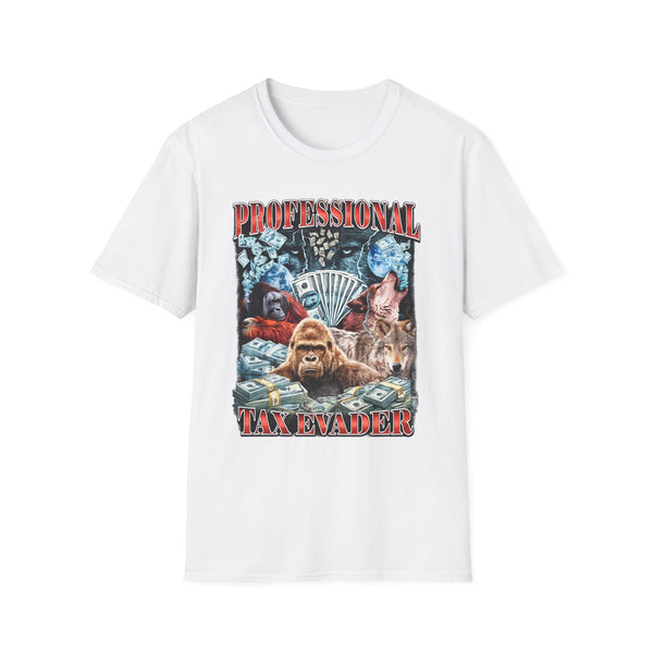 Professional Tax Evader Dark Humor Graphic Tee - Back View | INKHAUS