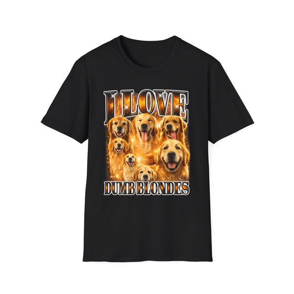 I Love Dumb Blondes Dark Humor Graphic Tee - Front View | INKHAUS