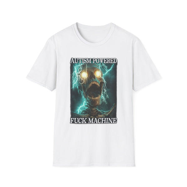 Autism Powered F*ck Machine Dark Humor Tee - Back View | INKHAUS