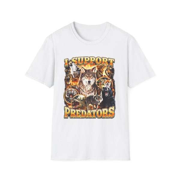 I Support Predators Wolf Funny Wildlife Tee - Back View | INKHAUS