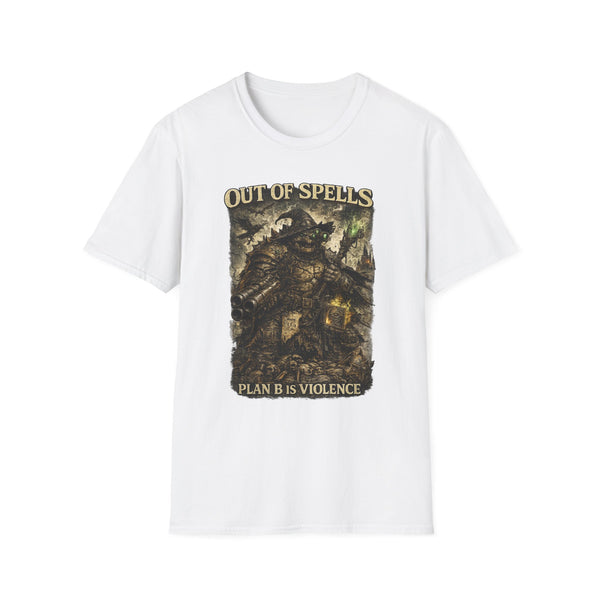 Out of Spells Fantasy Wizard Graphic Tee - Back View | INKHAUS