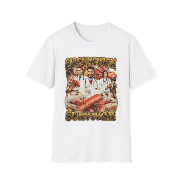 Circumcision Survivor Dark Humor Graphic Tee - Back View | INKHAUS