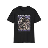 Tummy Ache Survivor Dark Humor Graphic Tee - Front View | INKHAUS