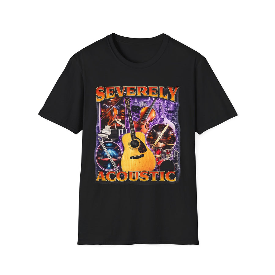 Severely Acoustic Original Dark Humor Graphic Tee - Front View | INKHAUS