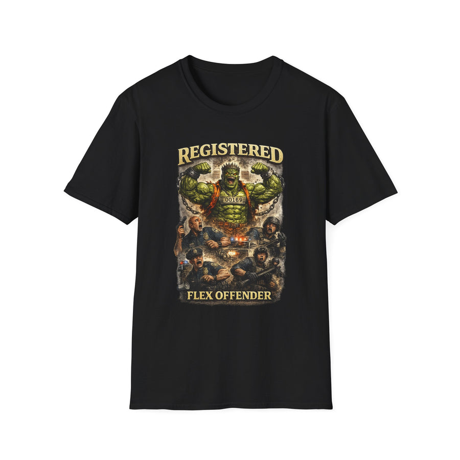 Registered Flex Offender Oversized Graphic Tee - Front View | INKHAUS