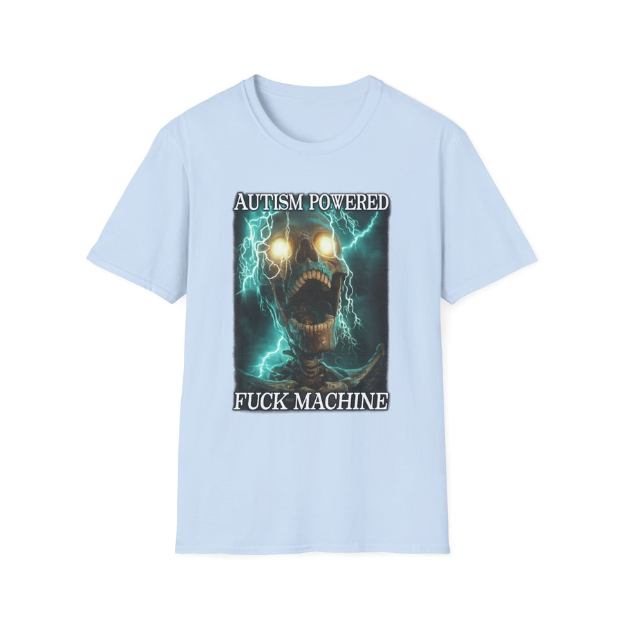 Autism Powered F*ck Machine Dark Humor Tee - Lifestyle View | INKHAUS