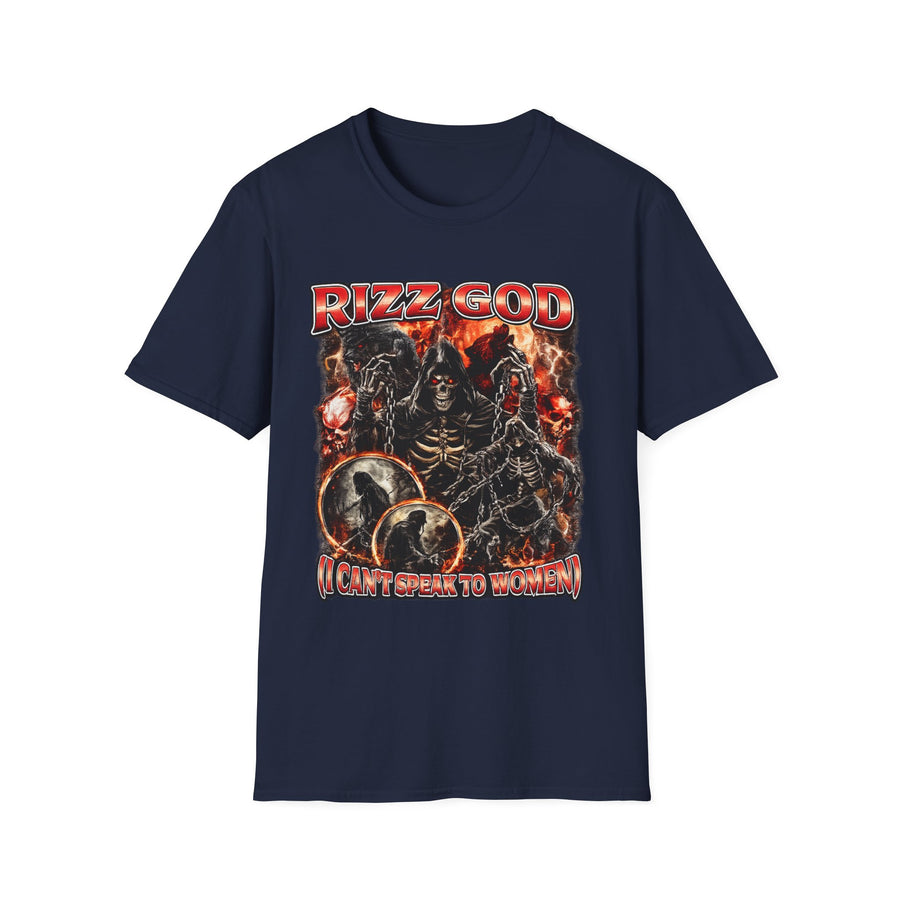 Rizz God Streetwear Dark Humor Graphic Tee - Detail Shot | INKHAUS