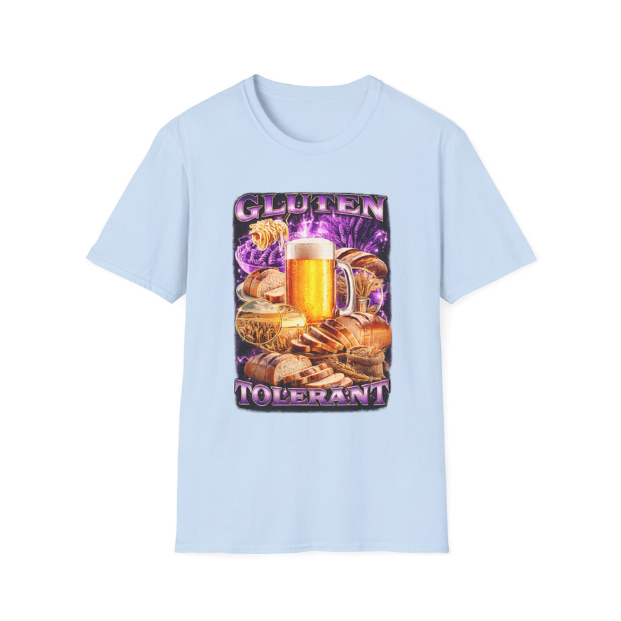 Gluten Tolerant Funny Foodie Graphic Tee - Lifestyle View | INKHAUS