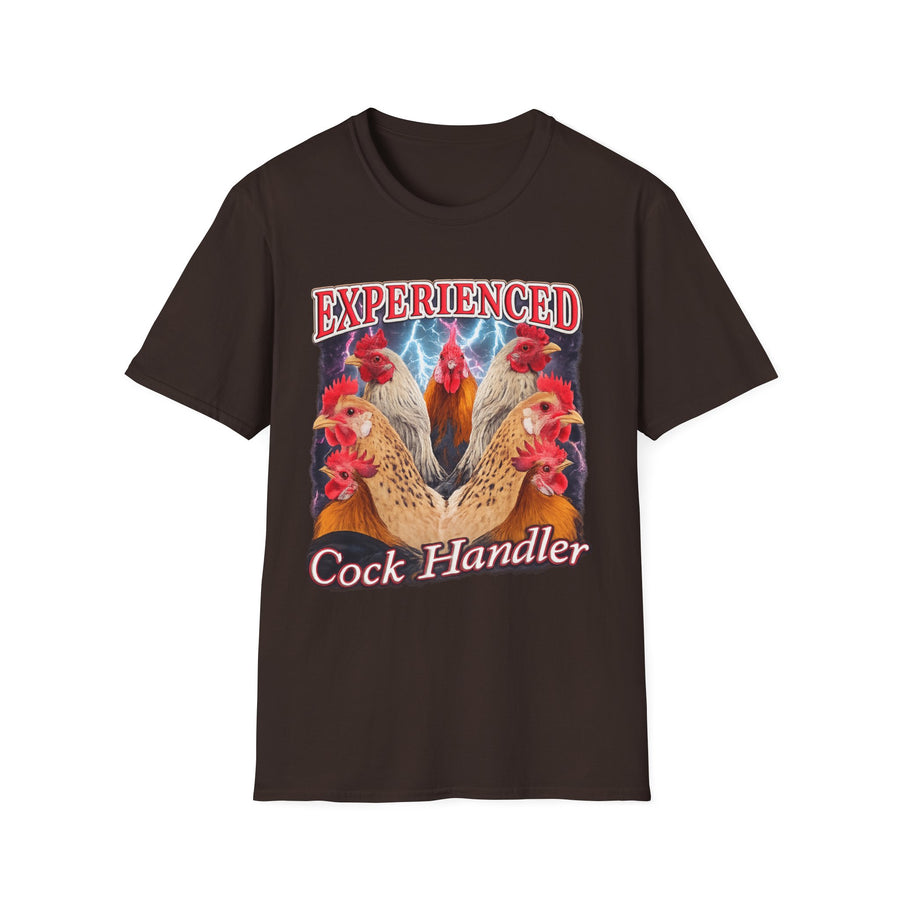 Experienced Cock Handler Dark Humor Graphic Tee - Front - Alt Color | INKHAUS