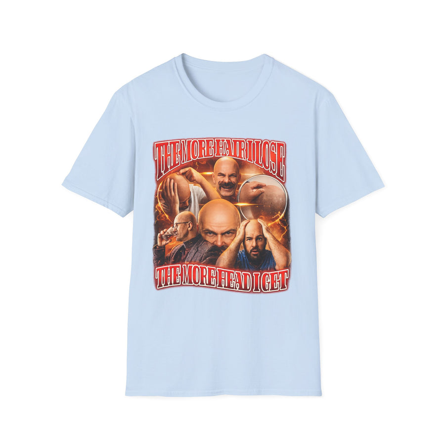 More Head as I Lose Hair Dark Humor Tee - Lifestyle View | INKHAUS