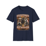 Registered Sex Defender Dark Humor Graphic Tee - Detail Shot | INKHAUS