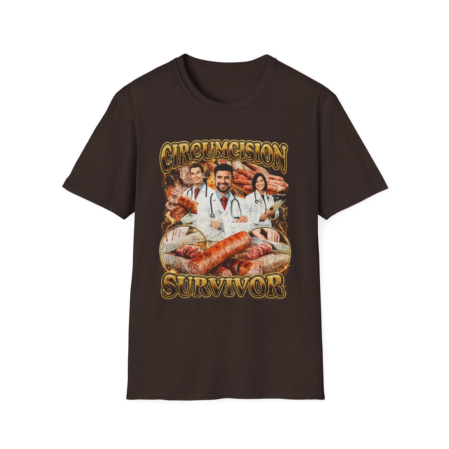 Circumcision Survivor Dark Humor Graphic Tee - Front - Alt Color | INKHAUS