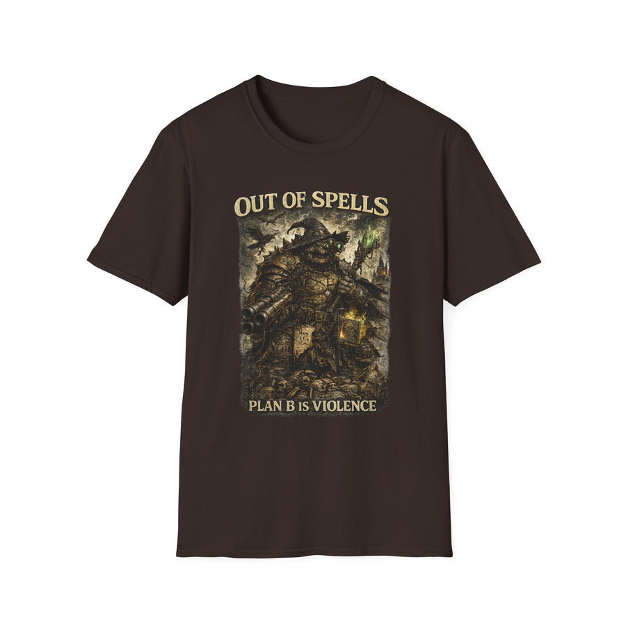 Out of Spells Fantasy Wizard Graphic Tee - Front - Alt Color | INKHAUS