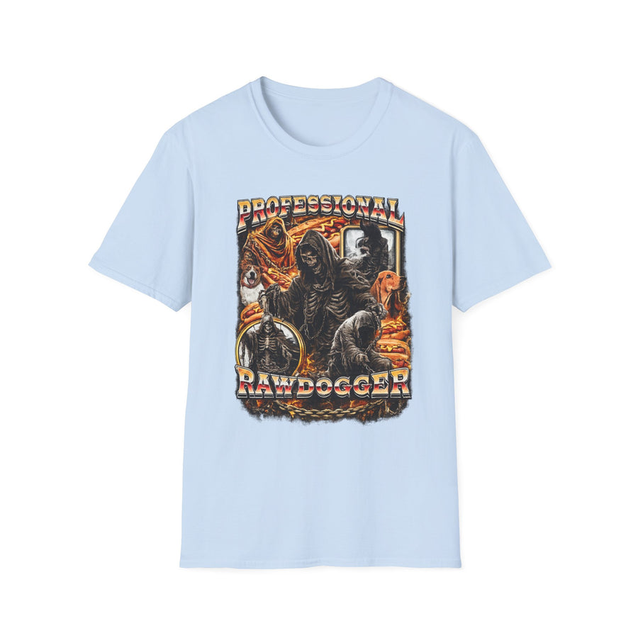 Professional Rawdogger Dark Humor Graphic Tee - Lifestyle View | INKHAUS