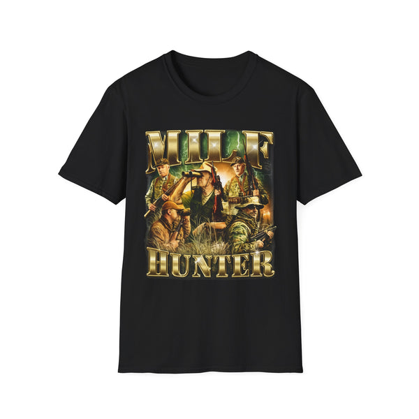 MILF Hunter Camo Dark Humor Graphic Tee - Front View | INKHAUS