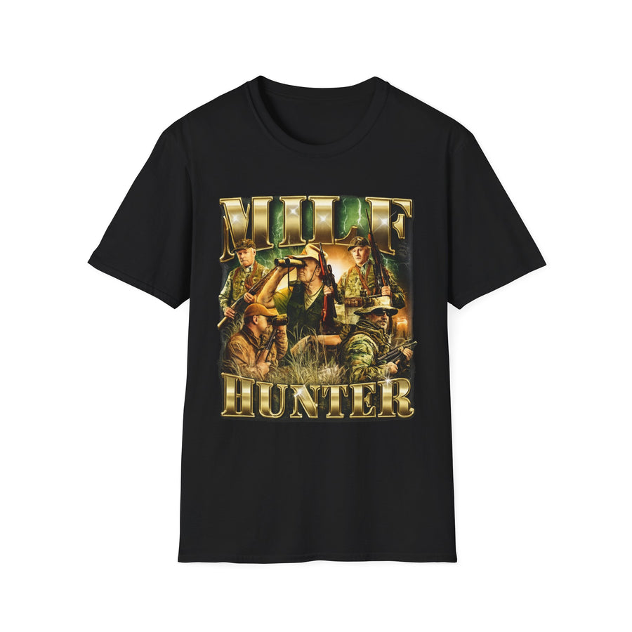 MILF Hunter Camo Dark Humor Graphic Tee - Front View | INKHAUS