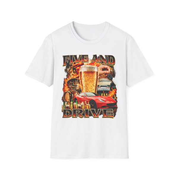 Five and Drive Funny Golf Oversized Graphic Tee - Back View | INKHAUS