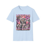 Lesbians Eat What Dark Humor Graphic Tee - Lifestyle View | INKHAUS