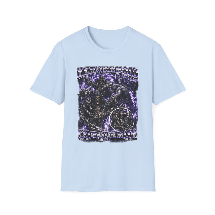 Hemorrhoid Conqueror Funny Graphic Tee - Lifestyle View | INKHAUS