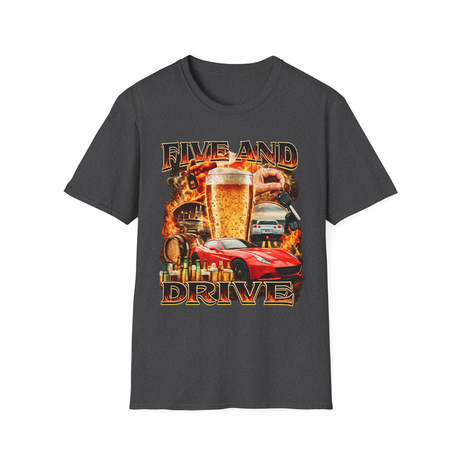 Five and Drive Funny Golf Oversized Graphic Tee - Back - Alt Color | INKHAUS