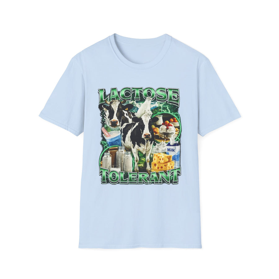 Lactose Tolerant Funny Food Graphic Tee - Lifestyle View | INKHAUS