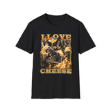 I Love Cheese Funny Foodie Graphic Tee - Front View | INKHAUS