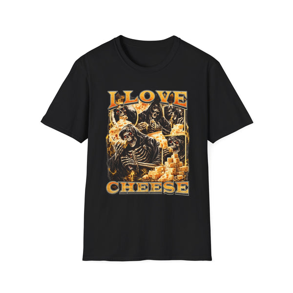 I Love Cheese Funny Foodie Graphic Tee - Front View | INKHAUS