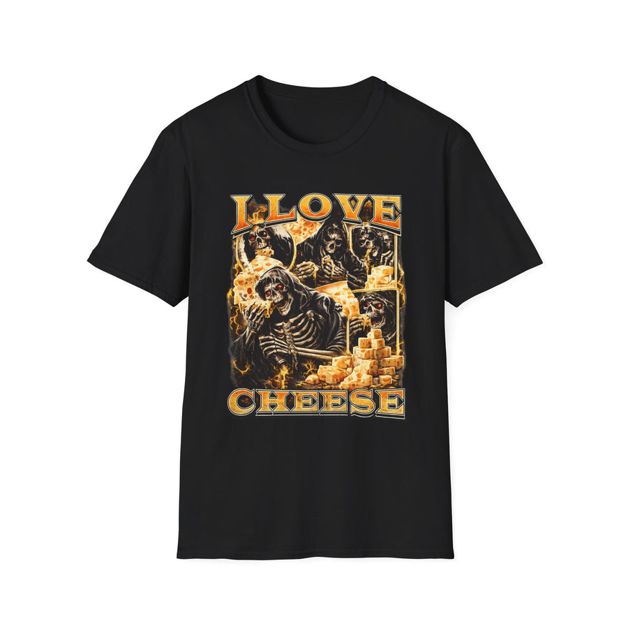 I Love Cheese Funny Foodie Graphic Tee - Front View | INKHAUS