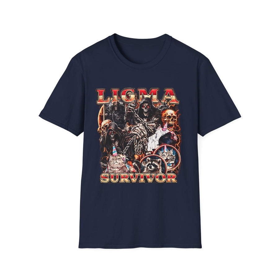 Ligma Survivor Internet Meme Graphic Tee - Detail Shot | INKHAUS