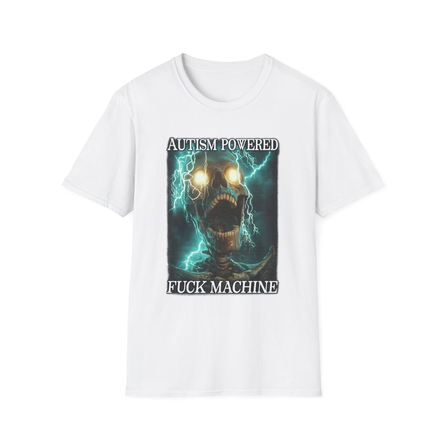 Autism Powered F*ck Machine Dark Humor Tee - Back View | INKHAUS