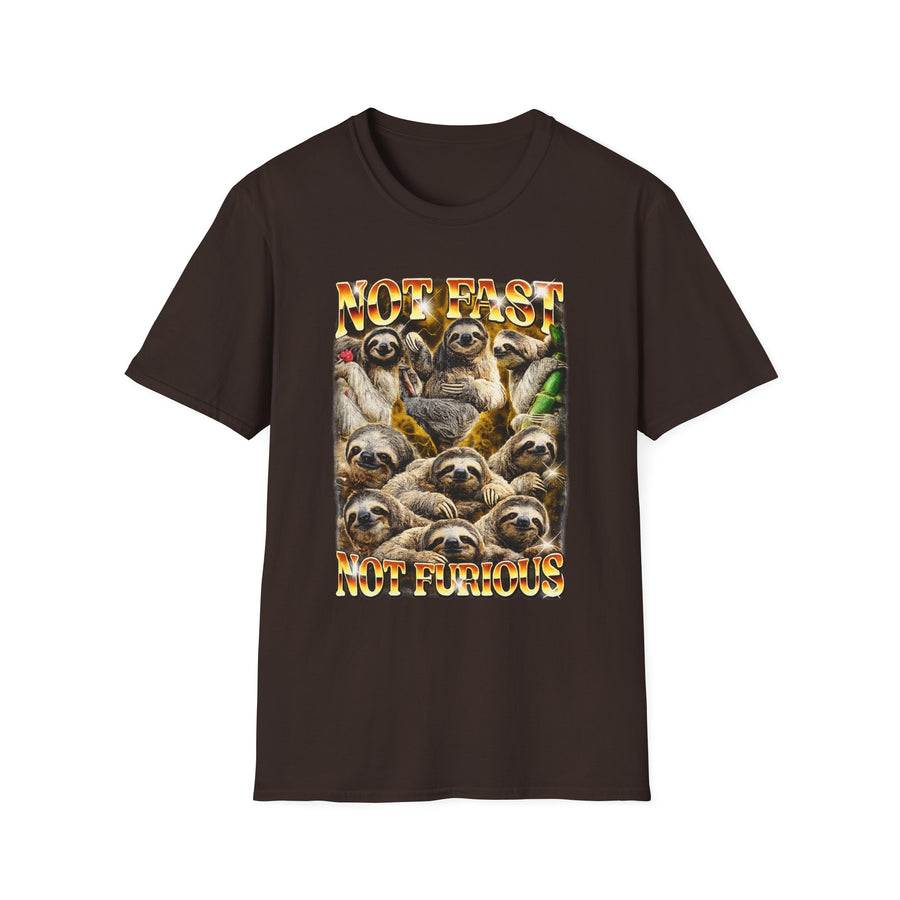 Not Fast Not Furious Sloth Funny Graphic Tee - Front - Alt Color | INKHAUS