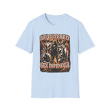 Registered Sex Defender Dark Humor Graphic Tee - Lifestyle View | INKHAUS
