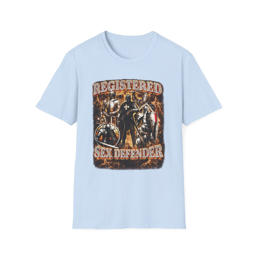 Registered Sex Defender Dark Humor Graphic Tee - Lifestyle View | INKHAUS
