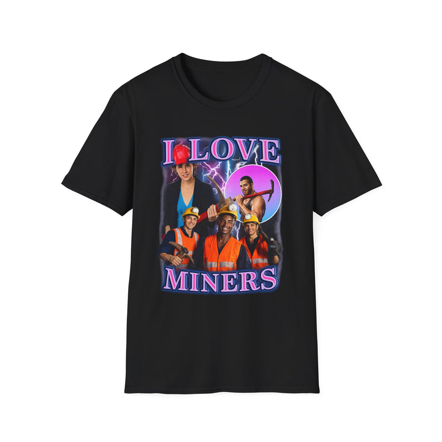 I Love Miners Dark Humor Graphic Tee - Front View | INKHAUS
