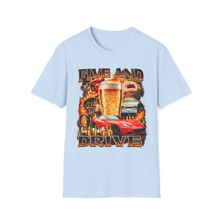 Five and Drive Funny Golf Oversized Graphic Tee - Lifestyle View | INKHAUS