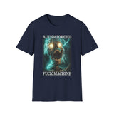 Autism Powered F*ck Machine Dark Humor Tee - Detail Shot | INKHAUS