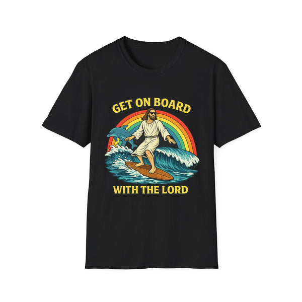 Get on Board with the Lord Funny Graphic Tee - Front View | INKHAUS