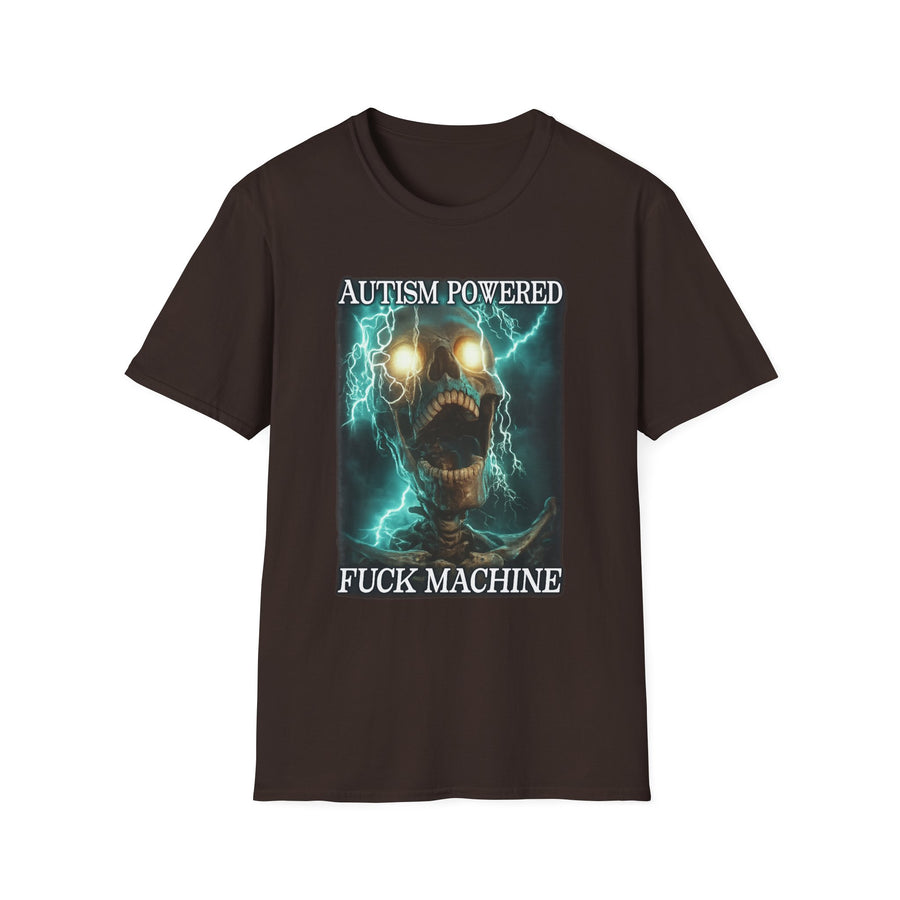 Autism Powered F*ck Machine Dark Humor Tee - Front - Alt Color | INKHAUS