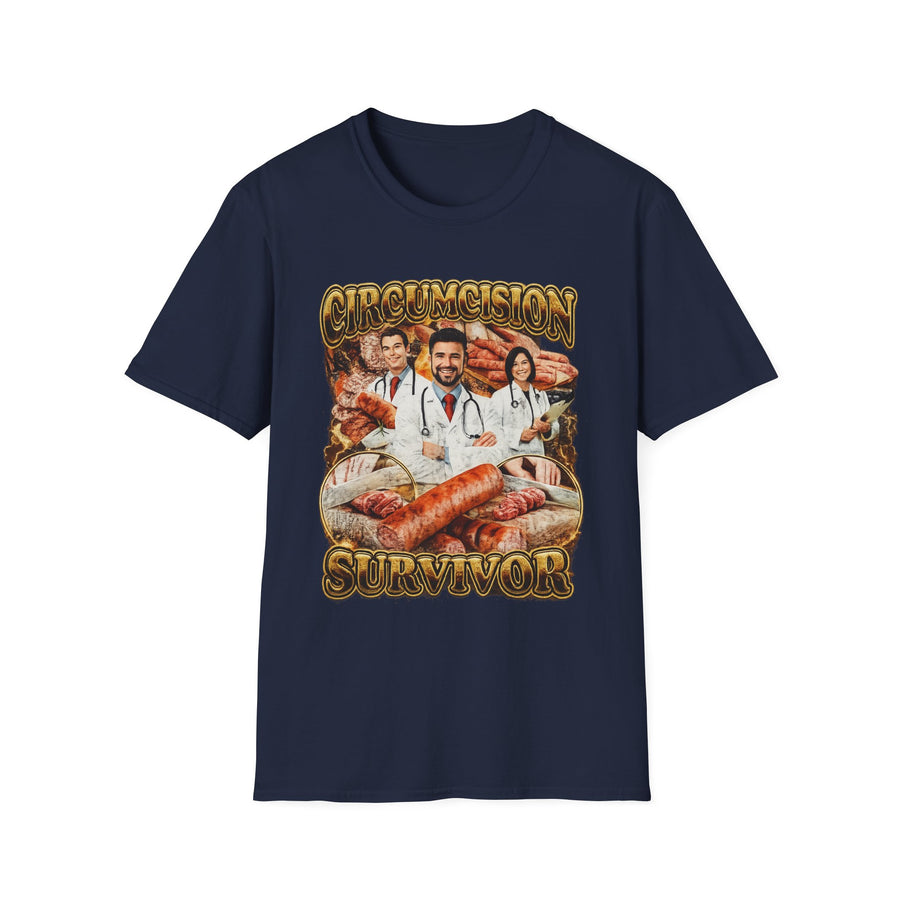 Circumcision Survivor Dark Humor Graphic Tee - Detail Shot | INKHAUS