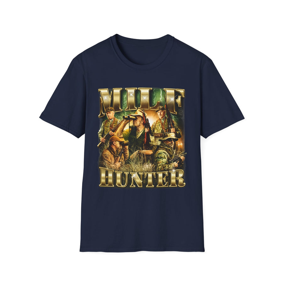 MILF Hunter Camo Dark Humor Graphic Tee - Lifestyle View | INKHAUS