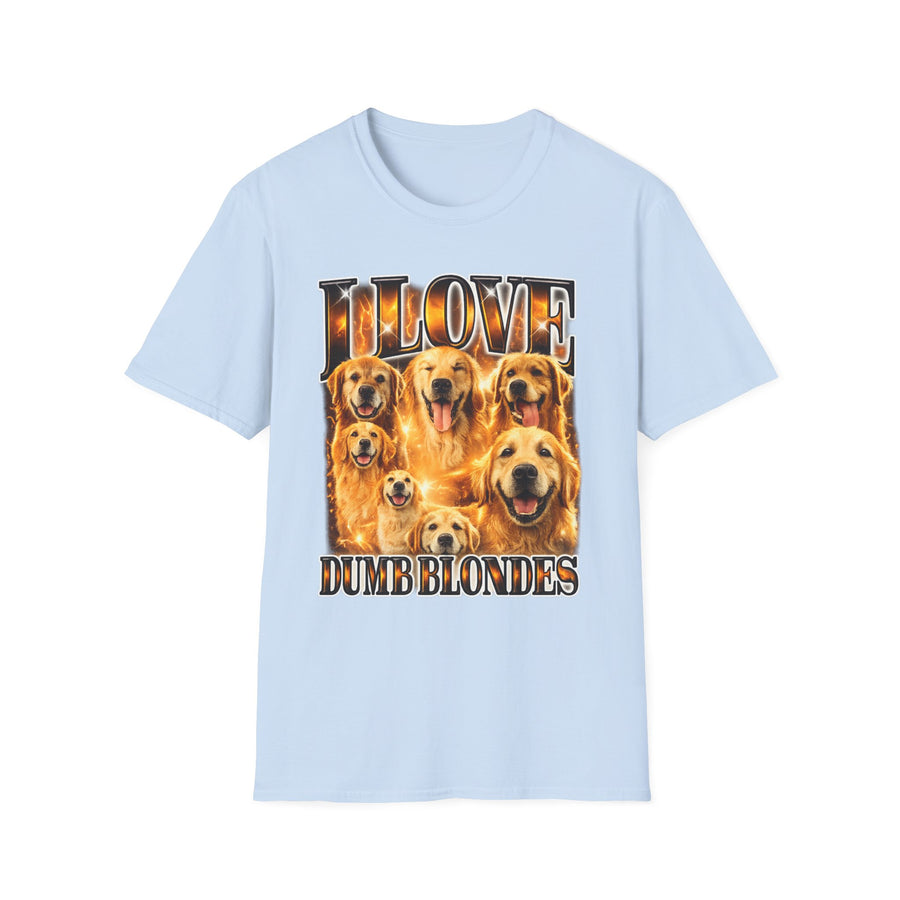 I Love Dumb Blondes Dark Humor Graphic Tee - Detail Shot | INKHAUS