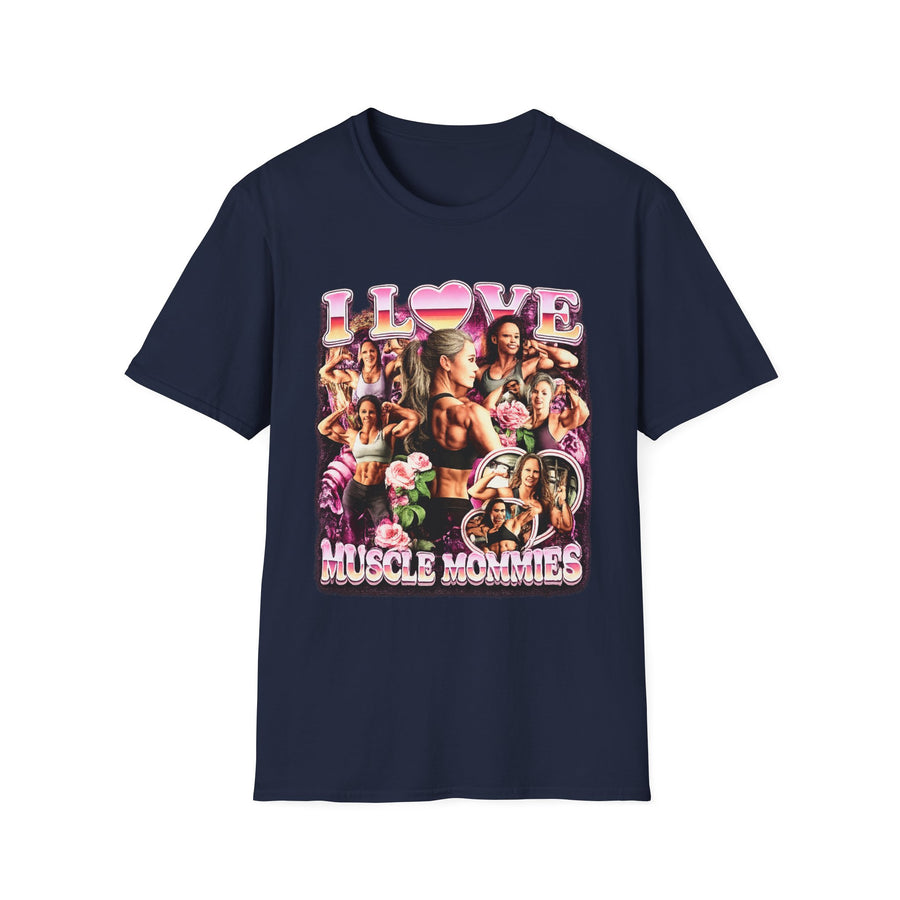 I Love Muscle Mommies Gym Humor Graphic Tee - Detail Shot | INKHAUS
