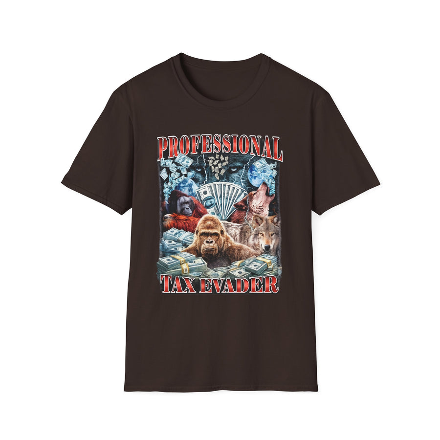 Professional Tax Evader Dark Humor Graphic Tee - Front - Alt Color | INKHAUS