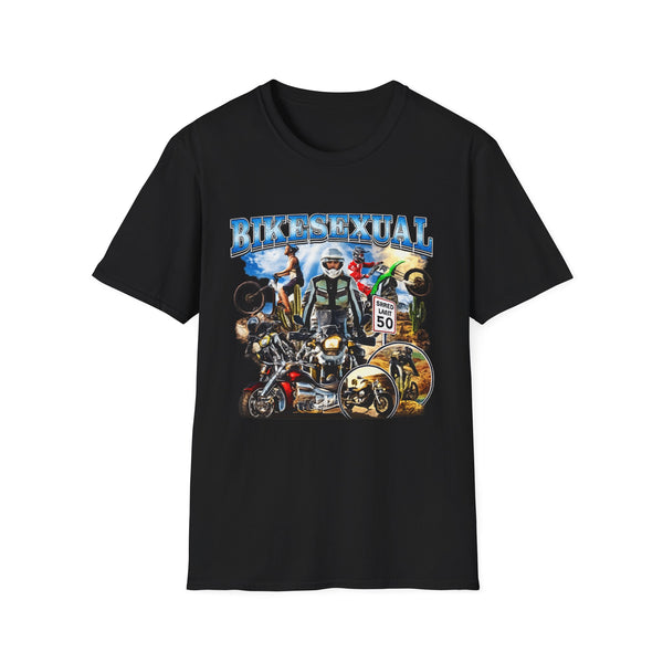 Bikesexual Funny Oversized Graphic Tee - Front View | INKHAUS