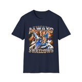Always Swallows Dark Humor Graphic Tee - Detail Shot | INKHAUS