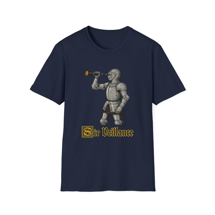 Sir Veillance Medieval Humor Streetwear Tee - Detail Shot | INKHAUS