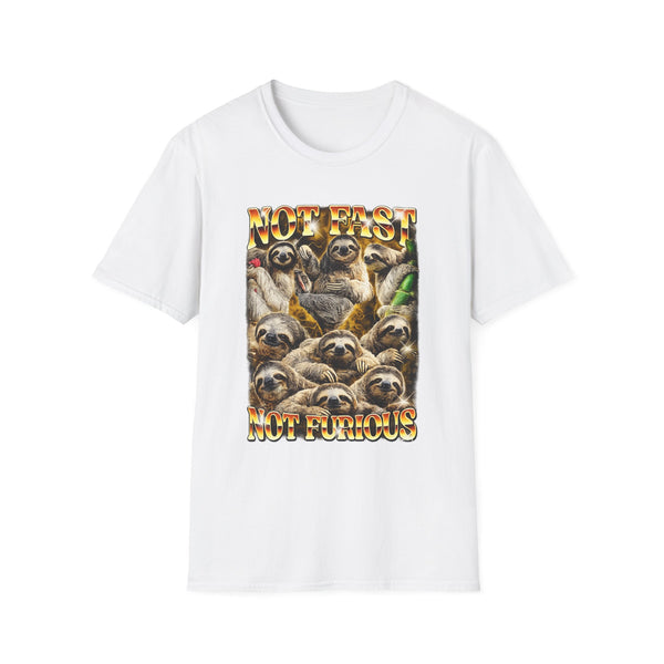Not Fast Not Furious Sloth Funny Graphic Tee - Back View | INKHAUS