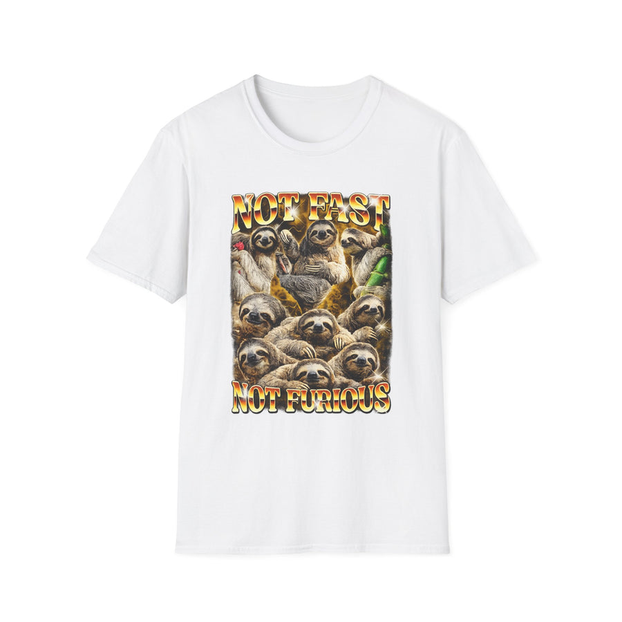 Not Fast Not Furious Sloth Funny Graphic Tee - Back View | INKHAUS