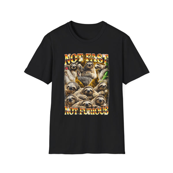 Not Fast Not Furious Sloth Funny Graphic Tee - Front View | INKHAUS